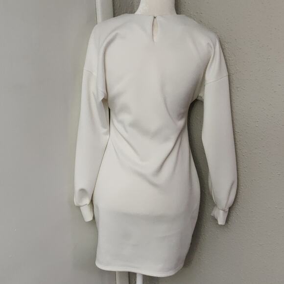 ASOS White/Black Mini Dress with Lace Up Corset Detail and Balloon Sleeves 6 - Picture 2 of 11